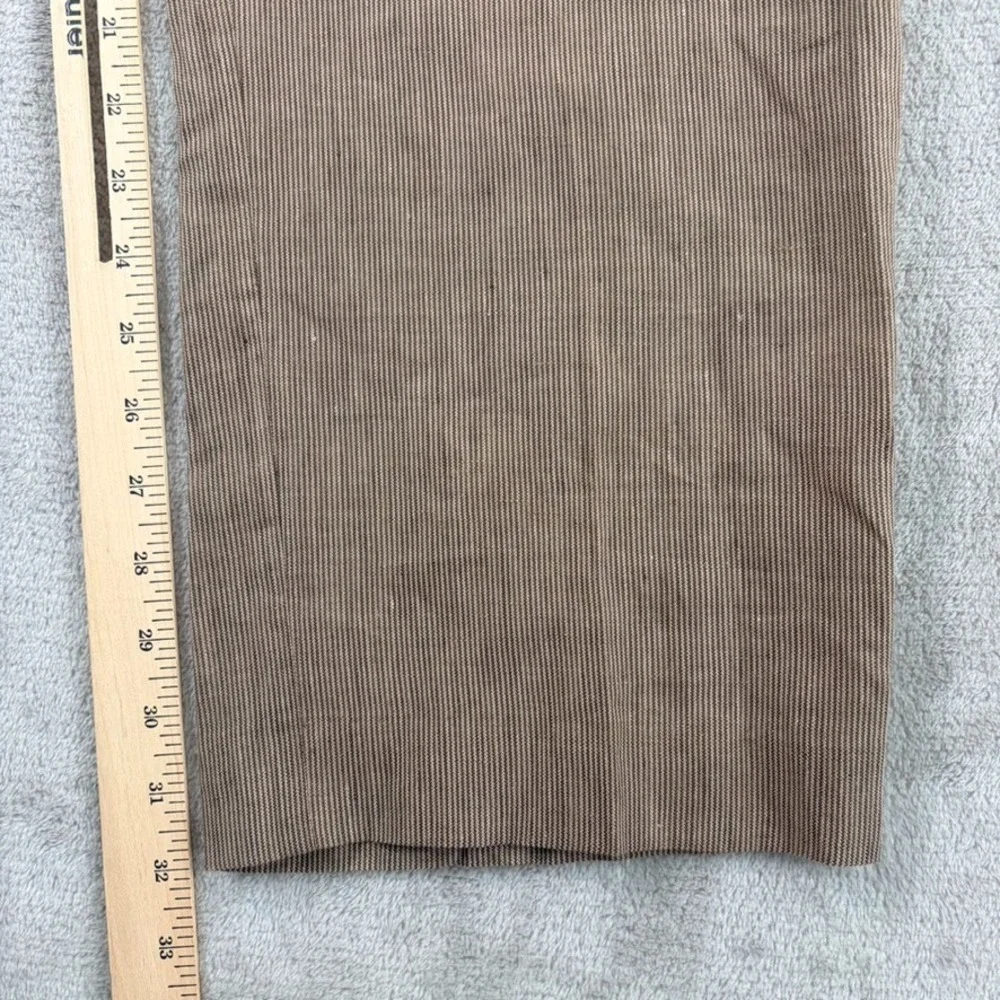 Lauren Ralph Lauren Trim Fit Trouser Pants in Brown 100% Linen Flat Front NWT